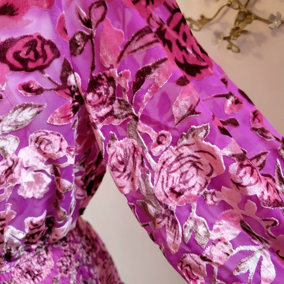 o.p.t Velvet Floral Pink Dress - Picture 2 of 9